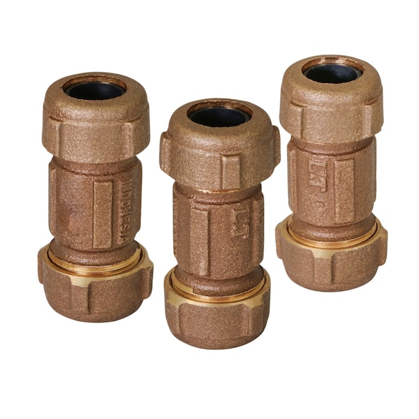Coupling Fitting With Packing Nut, Brass, 3 Length 1-1/4Compression